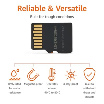 Amazon Basics 512GB microSDXC Card with Adapter for Tablets, Smartphones, Action Cameras, GoPRO, Drones, Full HD, Read Speed Up to 200MB/s, 1-Pack - size: 512GB