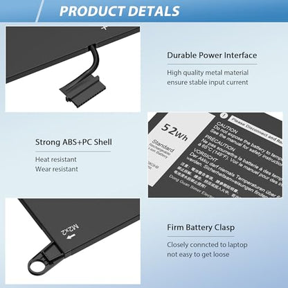 DXGH8 Battery Replacement for Dell XPS 13 9370 9380 I nspiron 13 7390 2-in-1 5390 5391 14 7490 Latitude 3301 E3301 Vostro 5390 5391 0H754V H754V G8VCF G8VCF6C P113G001 P82G P82G001 7.6V 52Wh