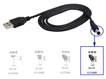 USB 2.0 A Male to DC 5.5x2.5mm Male Adapter Cable 5 Volt DC Barrel Power Jack Charging Cable for Tablet, Electronic Dog, Access Control Attendance (1M/3.3ft, DC5.5x2.5mm)(2packs) - color: 1M DC5.5x2.5mm
