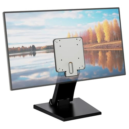 Foldable Portable Low Profile Monitor Stand, VESA 75x75/100x100 | Strong hinge stays securely in position throughout the -15° to +180° tilt range; compact, stable base saves desk space
