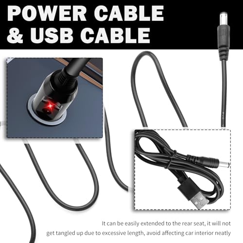 12V Car Charger Kit with DC 5V Power Cable,12V Cigarette Lighter Plug DC 5.5 * 2.1mm Includes USB Cable,11 Connectors,Universal Car Charger Adapter for GPS,DVD Player,Camera