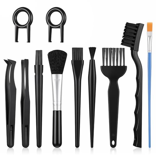 11 Pcs Mini Keyboard Cleaning Brushes Kit, Mini Anti Static Brush with Keycap Puller Tweezers, Dust Cleaning Brushes for Electronic Devices Computer Motherboard Fans Camera Small Space