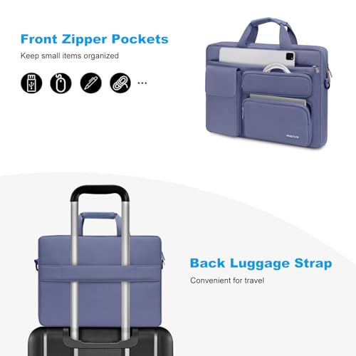 MOSISO Laptop Shoulder Bag 16 inch, 15-15.6 inch Computer Bag | Compatible with MacBook Pro 16 inch, HP, Dell, Lenovo with 2 Raised&1 Flapover&1 Horizontal Pocket&Handle&Belt, Lavender Gray - color: Lavender Gray, size: 16 inch