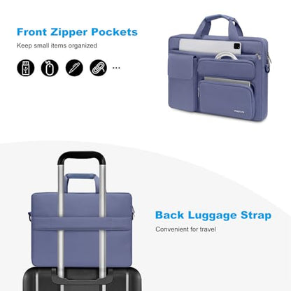 MOSISO Laptop Shoulder Bag 16 inch, 15-15.6 inch Computer Bag | Compatible with MacBook Pro 16 inch, HP, Dell, Lenovo with 2 Raised&1 Flapover&1 Horizontal Pocket&Handle&Belt, Lavender Gray - color: Lavender Gray, size: 16 inch