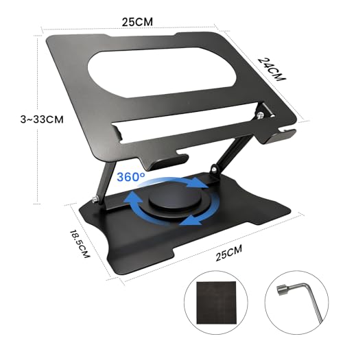 Ergonomic Adjustable Laptop Stand for Desk, Height Adjustable Riser with Ventilated Cooling, Foldable, Compatible with laptops ranging from 10-17.3 inches
