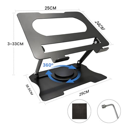 Ergonomic Adjustable Laptop Stand for Desk, Height Adjustable Riser with Ventilated Cooling, Foldable, Compatible with laptops ranging from 10-17.3 inches