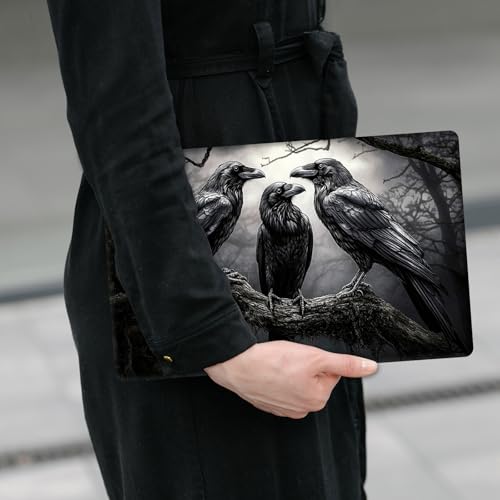 Laptop Skin Sticker Decal 12" 13" 13.3" 14" 15" 15.6",Waterproof Scratch Resistant Vinyl,Reusable Easy to Apply,for MacBook HP Dell Notebooks Netbooks Laptop,2 Wrist Pads,Black Crow Tree - color: Black Crow Tree