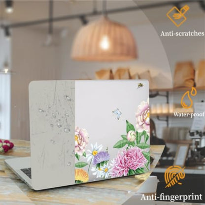 Compatible with MacBook Pro 14 inch Pro/Max Case 2025-2021 M5/M4/M3/M2/M1 Models A3434 A3185 A3401 A3112 A2918 A2992 A2779 A2442, Plastic Laptop Shell & Keyboard Cover, Flower Garden - color: Bees & Flowers, size: Pro 14.2" (2026-2021)M5/M4/M3/M2/M1