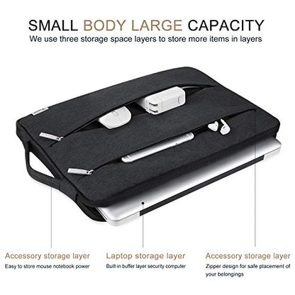 Voova 13 13.6 Inch Laptop Sleeve Case Compatible with MacBook Air 13 M1/M2/M3/M4 2020-2025, MacBook Pro 13/14, IPad Air/Pro 13, Waterproof Slim Computer Bag Cover with Handle, Black - color: Black, size: 12.6-13.6 Inch