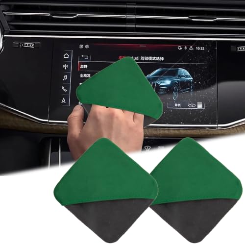 BFXM 2PCS Car Screen Cleaner, 4.1''×4.1'' Green Microfiber Dashboard Wipes | Square Microfiber Cloth, Automotive Display Wipes,Vehicle Screen Cleaner Tool for Dashboard Display, Car Interior Tool - color: Green& Grey