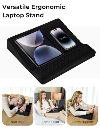 Adjustable Lap Desk with Wrist Rest, Reversible Laptop Stand | Cooling Grip Surface, Fits up to 17'' Laptop, Portable Lap Desk with Pillow Cushion, Computer Tray for Home Office, Black - color: Black