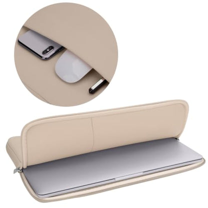 RAINYEAR Laptop Sleeve Case Compatible with 13.3 Inch Notebook Computer Chromebook 14" MacBook Pro/Max M1 M2 M3 M4 M5 Protective Cover Soft Bag with Front Pocket & Accessories Pouch (Khaki) - color: Khaki, size: 13"-13.3"