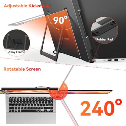 HotYeah Laptop Screen Extender (Windows Only), Dual 15.6" 1080P FHD Monitor | One Cable Connection, USB-C Travel Screen for 12 - 17" Laptop, Triple Portable Monitor w/ Kickstand & 240° Rotation - size: Dual 15.6"