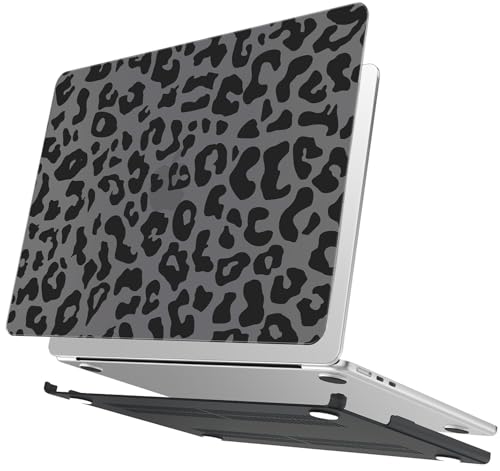 AKIT for MacBook Air 13 inch Case M5 M4 M3 M2 2026-2022, Black Leopard | A3449 A3240 A3113 A2681, Aesthetic Pattern Hard Shell Laptop Case+Screen Protector+Keyboard Cover for MacBook Air 13.6 inch - color: Black Leopard