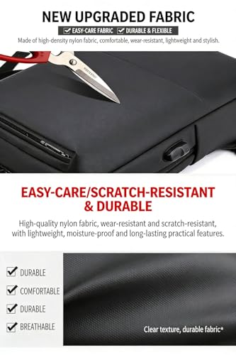 LINGYUE Business Travel Backpack With USB Charging Port, Durable Nylon Laptop Fits 15.6 Inch Notebook, Waterproof Resistant Anti-Theft Bag For Work School, Black(Gray)