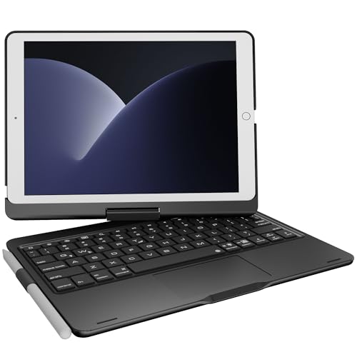 Keyboard Case for iPad 10.2-inch (9th 8th 7th), Air 3rd Generation Black | Pekarejue 360 Swivel Rotatable Cover, Pencil Holder, Trackpad, Backlit Keys, , Fits iPad 10.2"(9th/8th/7th) & Air 3rd Gen - color: Black, size: iPad 10.2"(9th-7th)& Air 3rd 10.5“