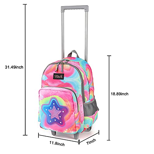 Tilami Rolling Backpack 18 inch Double Handle with Lunch Bag Wheeled Kids Backpack (Starlight) - color: Starlight