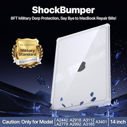 Soonjet for MacBook Pro 14 inch Case 2025-2021 | M5 M4 M3 M2 M1 Pro/Max | Glitter ShockBumper | Military Drop Protection | Hard Shell Laptop Cover | Clear - color: Bumper Stellar Clear