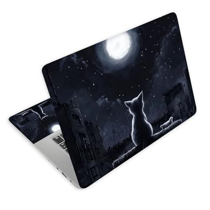 Universal Laptop Skin Decal, 3-Piece Vinyl Protector for 12 13 14 15.6" Notebook, Waterproof Anti-Scratch, Easy Trim & Bubble-Free Finish, Cat Sits on the Roof - color: Cat Sits on the Roof
