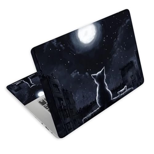 Universal Laptop Skin Decal, 3-Piece Vinyl Protector for 12 13 14 15.6" Notebook, Waterproof Anti-Scratch, Easy Trim & Bubble-Free Finish, Cat Sits on the Roof - color: Cat Sits on the Roof