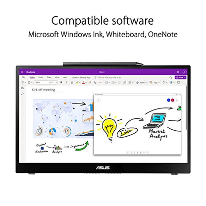ASUS ZenScreen Ink 14” 1080P Portable Touchscreen Monitor (MB14AHD) - Full HD, IPS, 10-point touch, Stylus Pen (MPP 2.0), Eye Care, USB Type-C, Micro HDMI, Kickstand, Tripod Mountable, 3-Year Warranty - style: 14" Stylus Pen MPP 2.0 Touch Screen