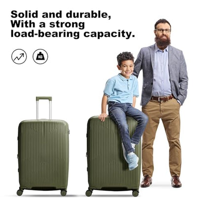 Nazhura Luggage Set, 3-Piece Hardside Suitcase Set, 20-inch Carry On, 24-inch, 28-inch Luggage - color: Oliver Green