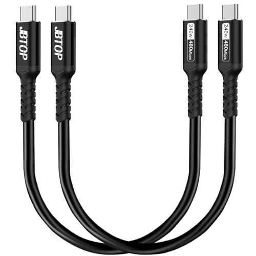 Short USB C to C Cable(1FT, 2packs) 240W Fast Charging USB C Cable | usb c charger cord,5a usb pd cable Compatible with iPhone 16/15 Pro Max, Samsung,MacBook, XPS,Surface - size: 1ft