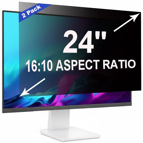 2 Pack Privacy Screen for 24 Inch 16:10 (51.9x32.5cm) computer Monitor | Blue Light Filter & Anti-Glare, Removable Screen Privacy Shield | PC Protector Film for flat and curved screens - color: 24 Inch - 16:10 Aspect Ratio, style: 2 Pack