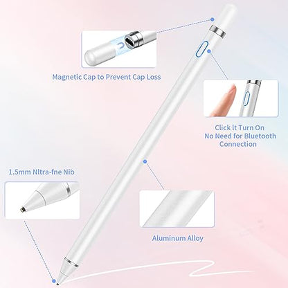 Active Stylus Pens for Touch Screens, Digital Stylish Pen Pencil Rechargeable Compatible with Most Capacitive Touch Screens