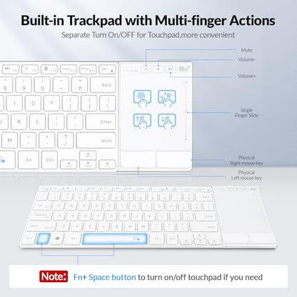 Rii 2.4G Wireless and Bluetooth Touch TV Keyboard with Media Control-White | BT 5.1+2.4G,Aluminium Alloy,Easy meadia control,built-in touchpad for HTPC,PC,Tablet,iPad,Android TV Box,Smart TV,Mac - color: White(K22S-W)
