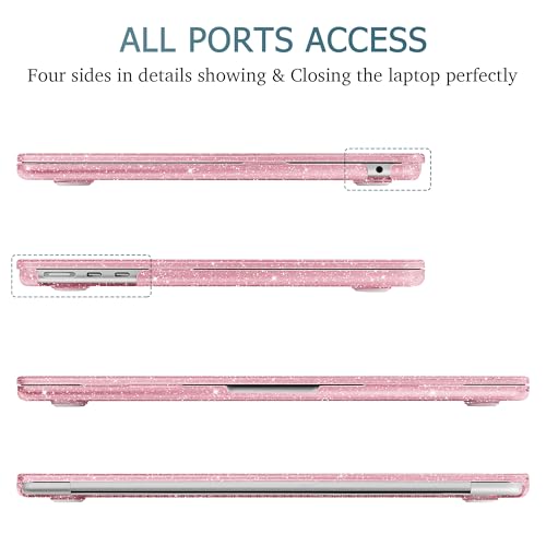 May Chen for 2026 MacBook Air 15 inch Case 2025 2024 2023 A3448 M5 A3241 M4 A3114 M3 A2941 M2 with Liquid Retina Display & Touch ID, Plastic Hard Shell with Keyboard Cover - Pink Glitter - color: Pink Glitter