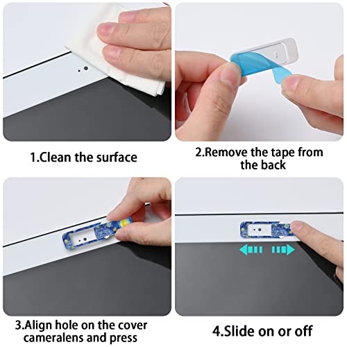 Webcam Cover, 3 Pieces, Laptop Camera Cover, Privacy Shielding Capacity is Twice as Big as The Traditional, Suitable for Computer Mobile Phones, laptops, Tablets and so on (Blue Pattern) - color: Blue pattern