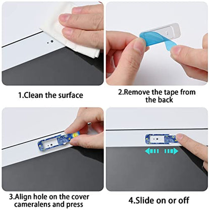 Webcam Cover, 3 Pieces, Laptop Camera Cover, Privacy Shielding Capacity is Twice as Big as The Traditional, Suitable for Computer Mobile Phones, laptops, Tablets and so on (Blue Pattern) - color: Blue pattern