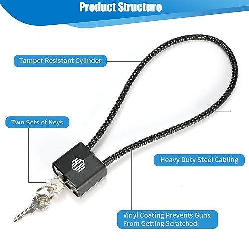 HOX Cable Gun Locks with Keys - Keyed Alike Cable Gun Safe Lock, for Firearm Locking and Safety - color: 5 Pack