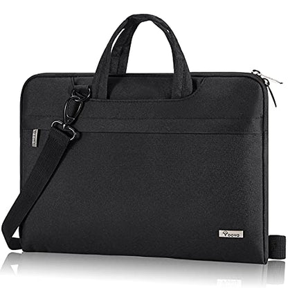 Voova 13.3-13 Inch Laptop Sleeve with Handle, MacBook Sleeve, Black | Splash-proof laptop sleeve with handle and removable strap; fits 13-inch MacBook Air/Pro M1-M5, HP, Lenovo, Asus and Acer - color: Black, size: 13-14 Inch(35 x 24 x 2.5 cm)