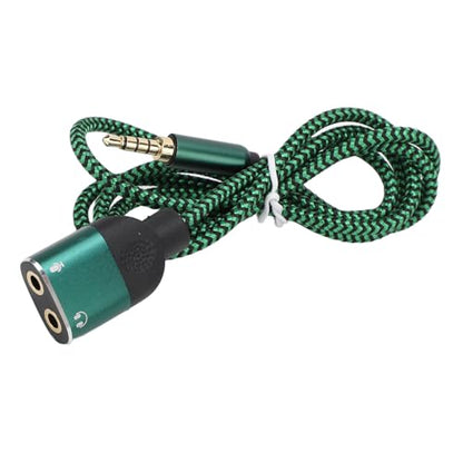 Headphone Mic Splitter Cable, 3.5mm Headset Splitter Cable with Gold Plated Connectors and Integrated Chip, Portable Audio Mic Adapter for Music Calls Gaming Laptop Phone