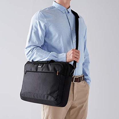 Amazon Basics Laptop Carrying Case with Shoulder Strap, 15.6-inch, Black, Large Capacity Office Work Bag, 10-Pack - size: 15.6 Inch, style: 10-pack