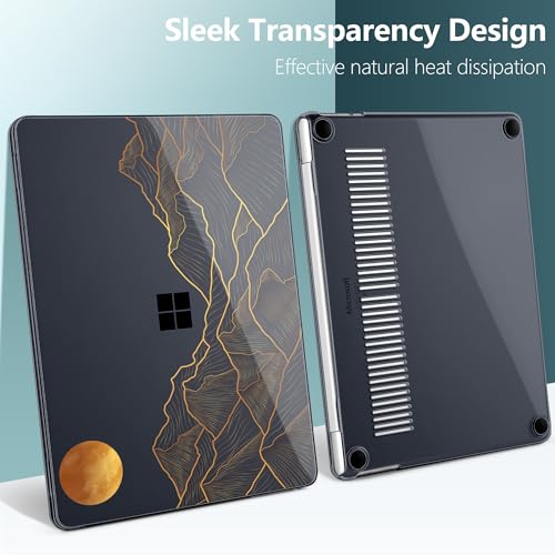 Batianda Case for Surface Laptop 13 inch 2025 2026, Golden Mountain | Fits Model 2095, Artistic Patterns Ultra-Slim Lightweight Scratch-Resistant Hard Shell with Professional Protection - color: Golden Mountain