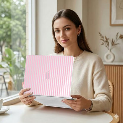 MEEgoodo Printed Case for New MacBook Neo 13 inch 2026 Release(Fit Model A3404), Laptop Hard Shell Cases with Keyboard Skin & Screen Protector & Webcam Covers, Pink Stripes - color: Pink Stripes