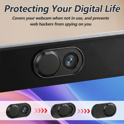 2-Pack Computer Camera Cover Slide, Black | 0.08 Inch Thin Laptop Slide Cover, Webcam Privacy Safe for Computer Mobile Phones
