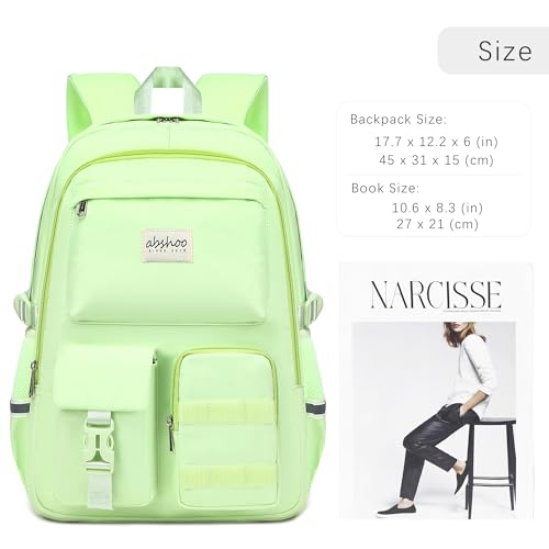 abshoo School Backpack for Girls Bookbag with Lunch Bag Teen Girls School Bag Travel Daypack (Greenyellow) - color: Greenyellow