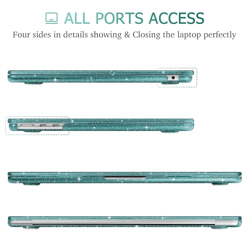 May Chen Case for MacBook Air 13/13.6-inch (M5/M4/M3/M2, 2022-2026 Models A3449 A3240 A3113 A2681), Lightweight | Closes Seamlessly | Ideal for Work Hard Shell Case, Dark Cyan Glitter - color: Dark Cyan Glitter