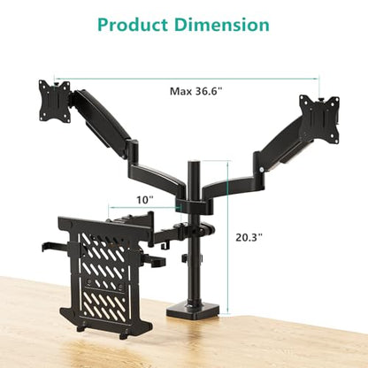 WALI Triple Arm Laptop and Dual Monitor Desk Mount for 17" Notebook and Up to 32" Screens, Adjustable Monitor Arms with Tilt Swivel Rotation, VESA 75x75 100x100, Black (GSDM003LP) - size: Triple, style: Fully Adjustable Desk Mount