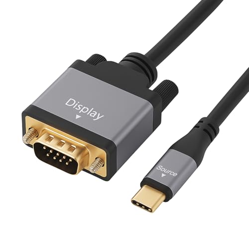 Cyberguys! USB C to VGA Cable (Type-C to VGA), 1080P 60Hz Full HD, Gold-Plated Connectors, Durable PVC Cord – Compatible with MacBook, iPad Pro, Chromebook, Dell, HP, Monitor, Projector, 6.6 FT - size: 6.6 FT