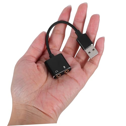 Sound Converter USB to Audio Jack Adapter External Sound Card Headset Microphone Splitter for Computers Laptops