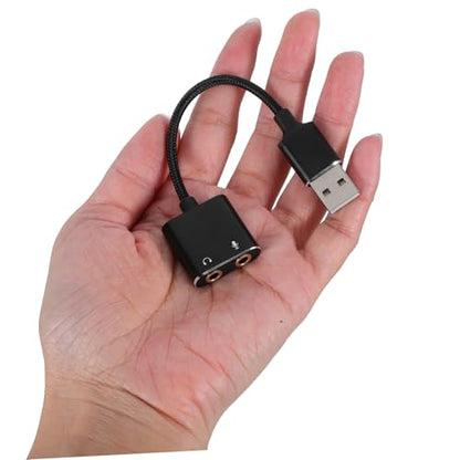 Sound Converter USB to Audio Jack Adapter External Sound Card Headset Microphone Splitter for Computers Laptops