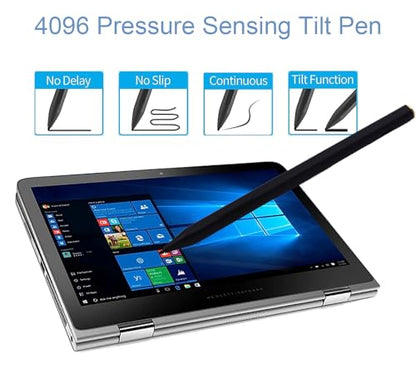 C581S Rechargeable MPP 2.0 Tilt Pen for HP Rechargeable MPP 2.0 Tilt Pen Compatible with HP Envy/Pavilion/Specter X360 with 4096 Pressure Sensitivity(Black)