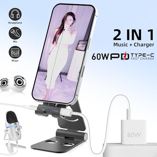 2 in 1 USB C to 3.5mm Audio Headphone Adapter and Charger, USB-C Headphone Jack HiFi DAC with 60W Fast Charging Dongle Adapter Compatible with iPhone 17/16 Series,iPad,MacBook,Galaxy S24/S23