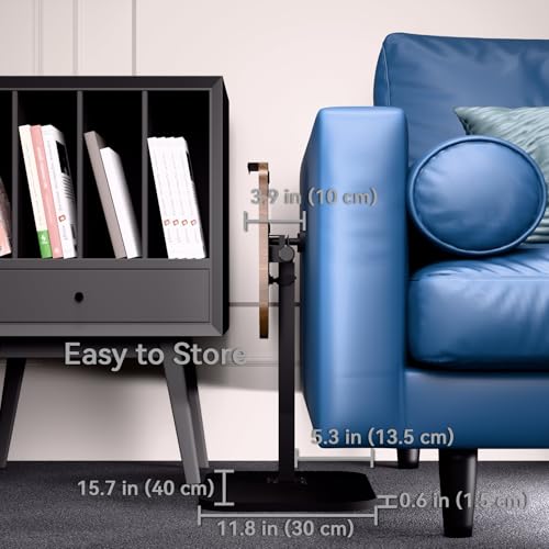 Foldable End Table,17"-31" Adjustable Height,Swivel and Turnable Desktop,TV Tray,Side Table for Small Spaces,Black Walnut (Black Walnut, 15.7" x 11.8") - color: Black Walnut, size: 15.7" x 11.8"