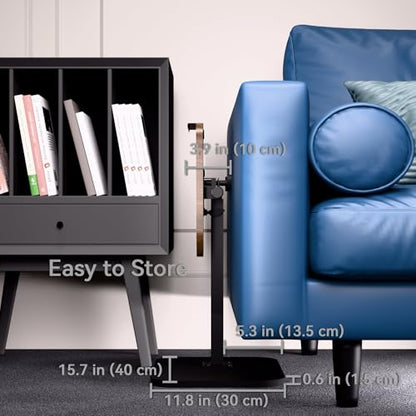 Foldable End Table,17"-31" Adjustable Height,Swivel and Turnable Desktop,TV Tray,Side Table for Small Spaces,Black Walnut (Black Walnut, 15.7" x 11.8") - color: Black Walnut, size: 15.7" x 11.8"
